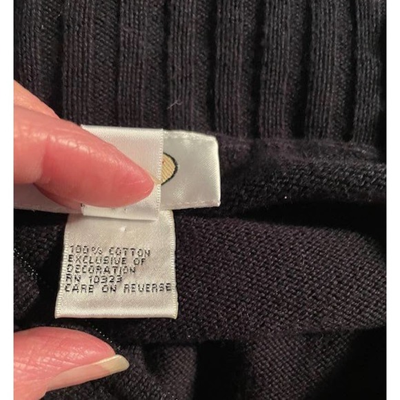 Talbots Women Size Small Christmas Front-Zip Sweater Black w/ Embroidered Angel - Picture 6 of 6